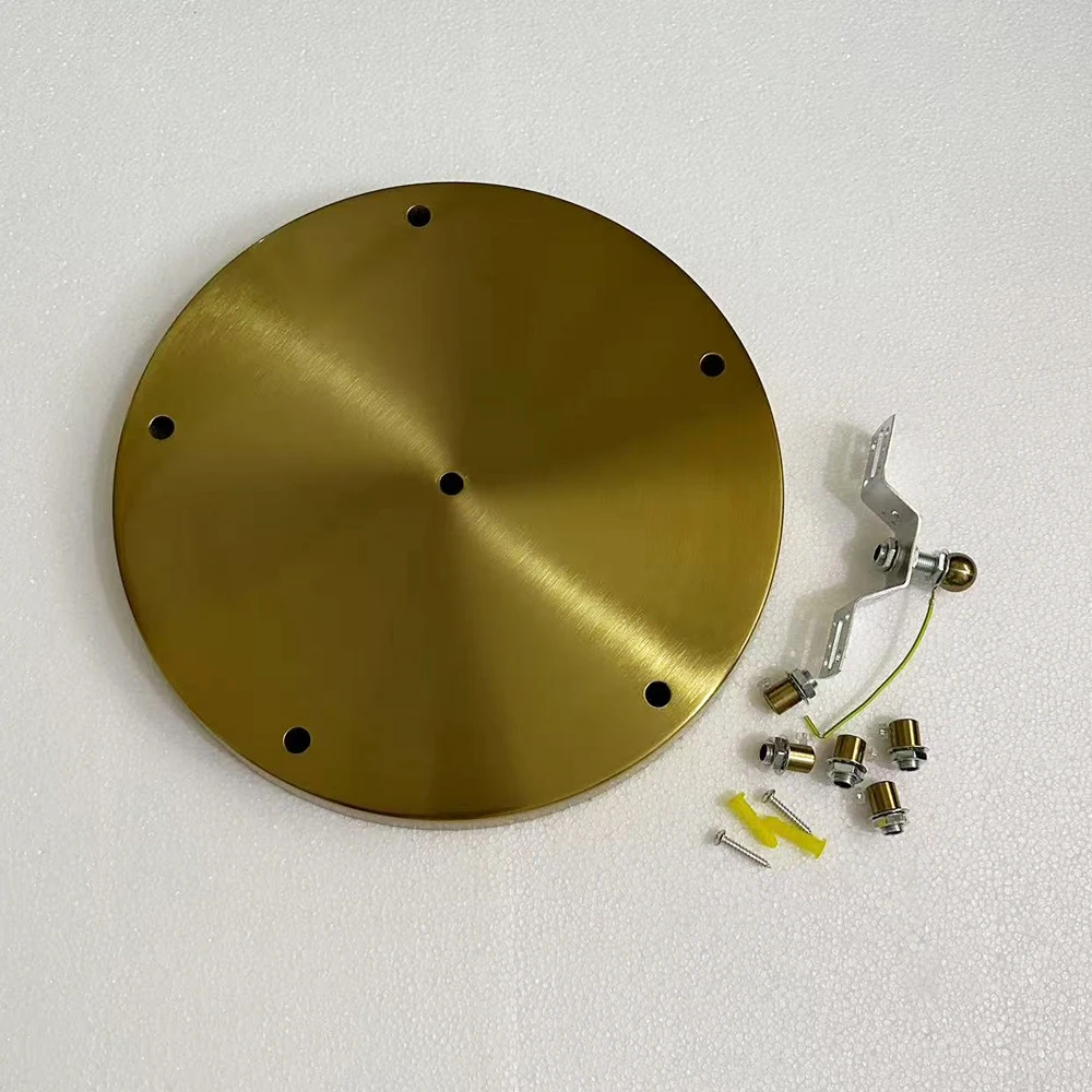

10/12/15/20/25/30cm Brass Ceiling Plate Wall Sconce LED Base Vintage Pendant Lamp Disc Base Ceiling Canopy+Lock Wire Lamp Base