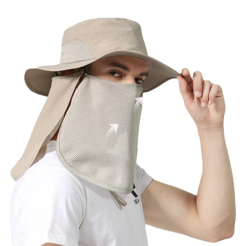 

Summer New Multi-purpose Fisherman Hat with Mask Protect Face Outdoor Riding Neck Protection Sun Ladies Hats and Caps