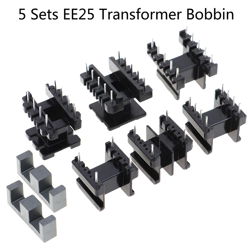 5 комплектов EE25 4-контактный 8P 10P трансформатор Шпулька PC40 ферритовый сердечник вертикальный горизонтальный