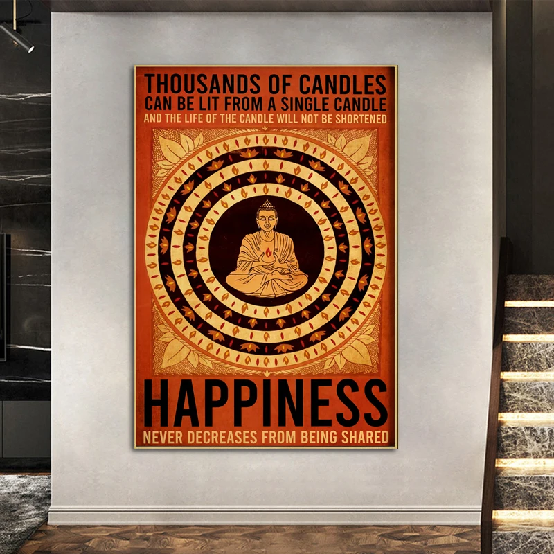 Буддистская Картина на холсте счастья Ретро Религия Будда плакат и принты