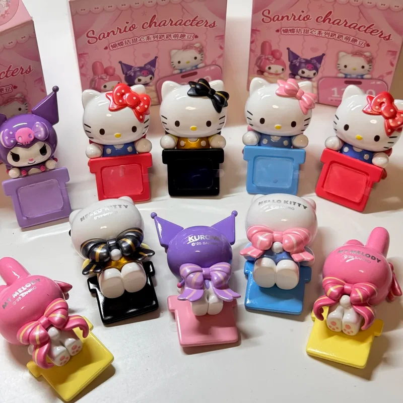 Фото Sanrio Kuromi My Melody Bow Sweetheart Papa Series слепая коробка для настольного мобильного телефона, декоративные украшения, коллекция аниме-фигурок №5