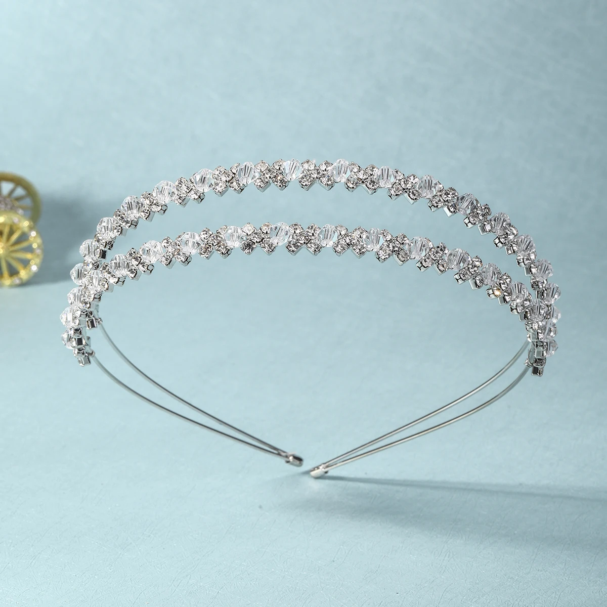 Роскошный свадебный головной убор со стразами Mori простые двухслойные головные