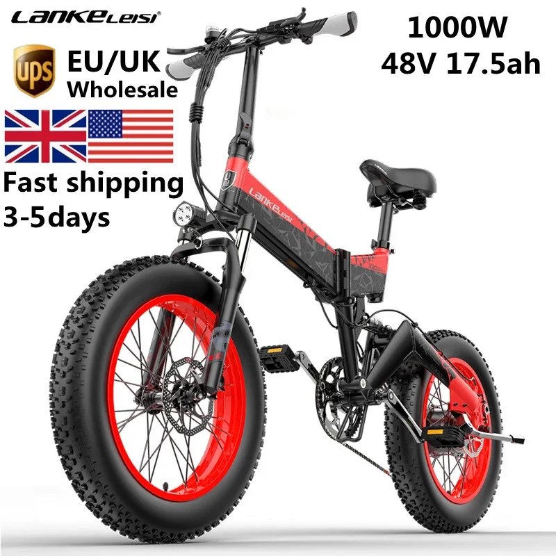 Price Ue reino unido eua armazém 1000w 48v 17.5ah 20*4.0 bicicleta de gordura bicicleta elétrica neve e bike dobrável mountain ebike lankeleisi x3000plus