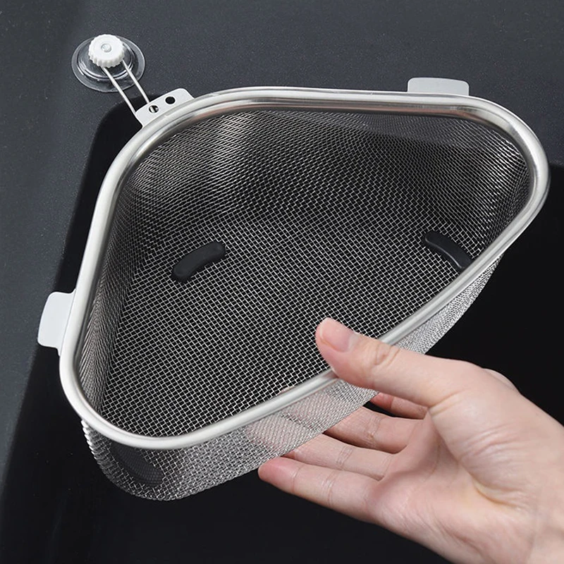 

Kitchen Sink Drain Basket Stainless Steel Triangle Food Vegetables Peel Egg Filter Storage Organizer Kitchen Shelf Rack Drainier
