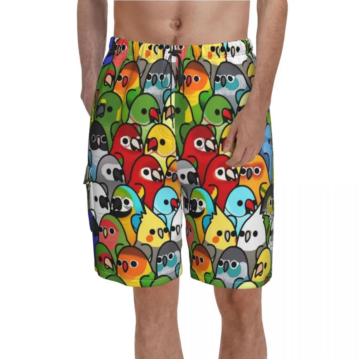 

Parrot Board Shorts Too Many Birds Bird Squad Funny Beach Short Pants Man Custom Large Size Swimming Trunks Birthday Gift