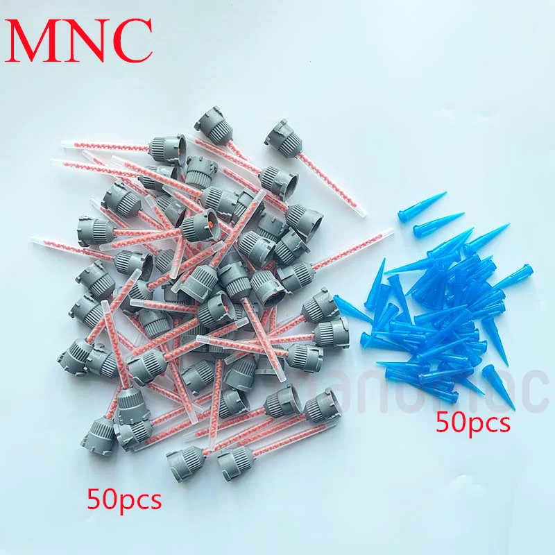 

50set 10:1 Epoxy Adhesive Applicator Static Mixer Mixing Nozzle AB Glue Dispenser Needle Tip Cold Press Repair Tool