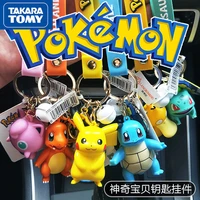 takara tomy pokemon pikachu psyduck bell cartoon cute keychain creative pendant doll backpack keychain car keyring pendant