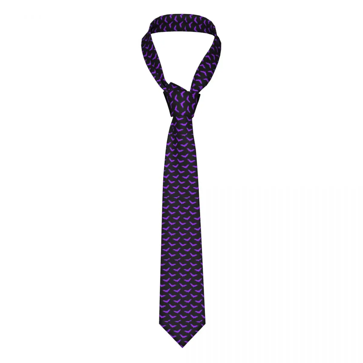 

Purple Bat Print Tie Halloween Pattern Blouse Fashion Neck Ties Wedding 8CM Gift Man Cravat