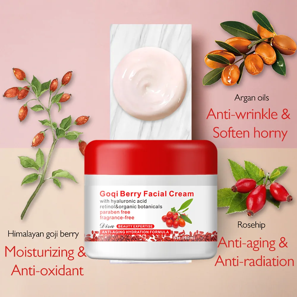 

Goji Berry Extract Facial Cream for Women Refreshing Non-sticky Moisturizing Whitening Antioxidant Lotion Men's Skin Care 100g