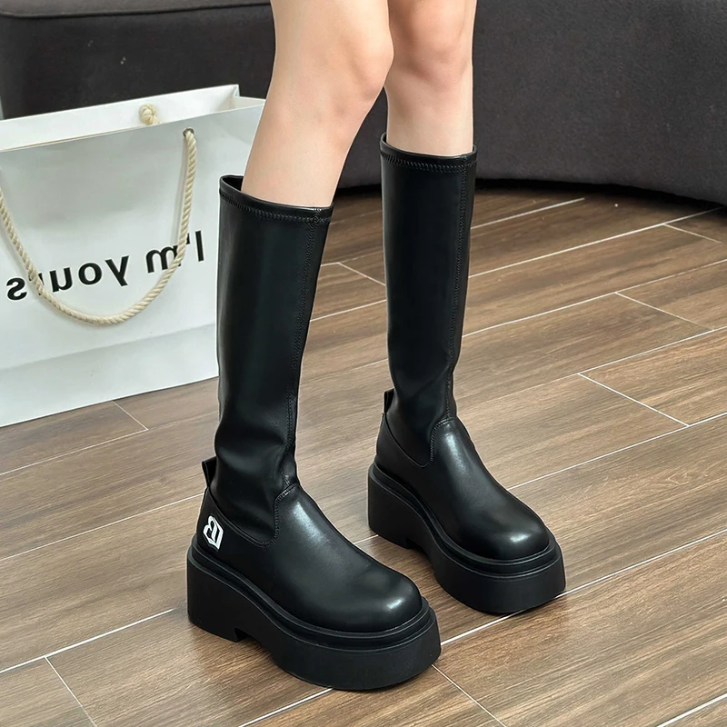 

2023 New Female Platform Bottom Below The Knee Knight High Trendy Womens Boots