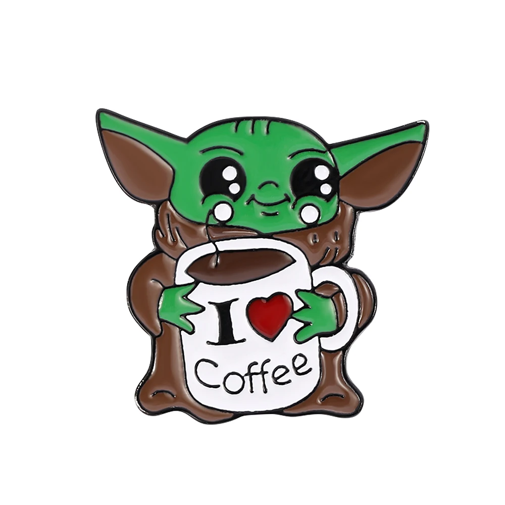 

Star Wars Enamel Pin The Mandalorian Cute Figure Yoda Baby Love Coffee Metal Badge Brooch Kawaii Jewelry Decoration Accessories