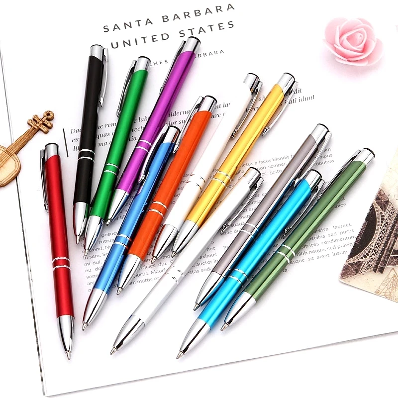 

10Pcs/Lot Business Ballpoint Pens Stationery Comfortable Writing Metal Ballpen Novelty Gifts Office Material School Supplies