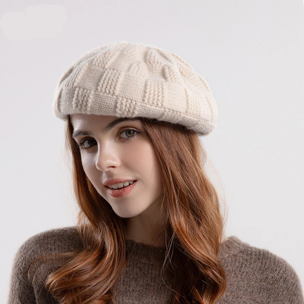 Autumn And Winter Female Berets Knitted Beanie Hat Women Boina Caps Acrylic Woolen Thread 55-60cm Head Circumference New In 2022