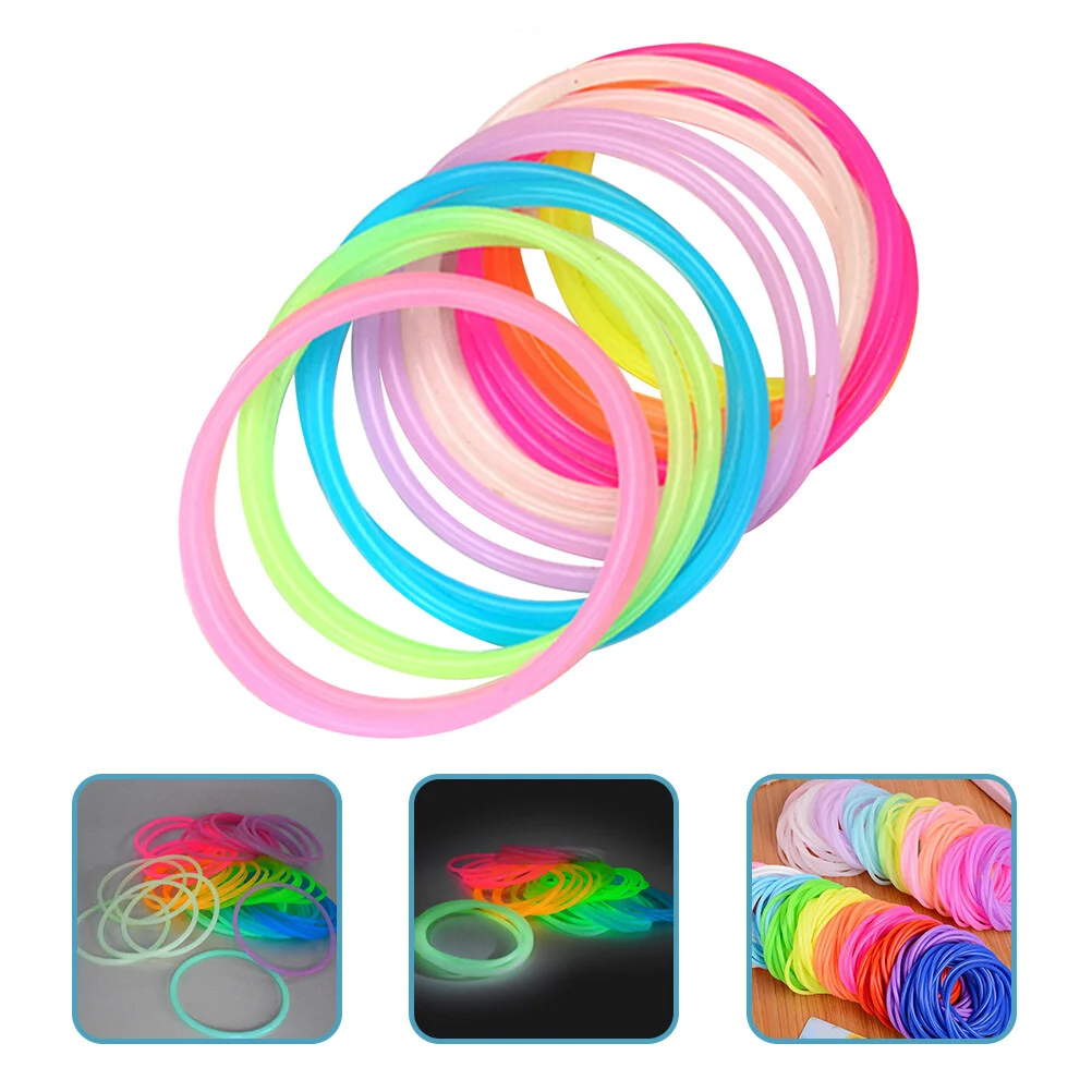 

50 Pcs 80 Accessories Exercise Glow Bracelets Bulk The Dark Silicone Bands Hair 80s 90s Jewelry Women Vintage Kids