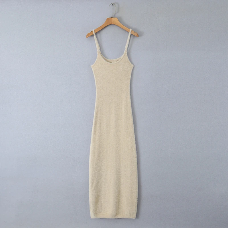 Maxdutti модный блоггер мохеровый вязаный кардиган и платье без бретелек