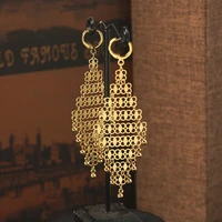 coopper dangle earring plating gold arabic wedding jewelry handmade long drop earrings turkish trendy jewelry