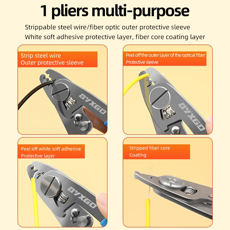 Burboro Stainless Steel Fiber Stripper Leather Wire Stripper FTTH Fiber Stripper Fiber Optic Tools Kit ML 03/02 Three/Two-port