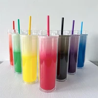 color changing straw cup double layer cold drinking discoloration tumbler water cup tea milk coffee mug dishwasher safe bpa free