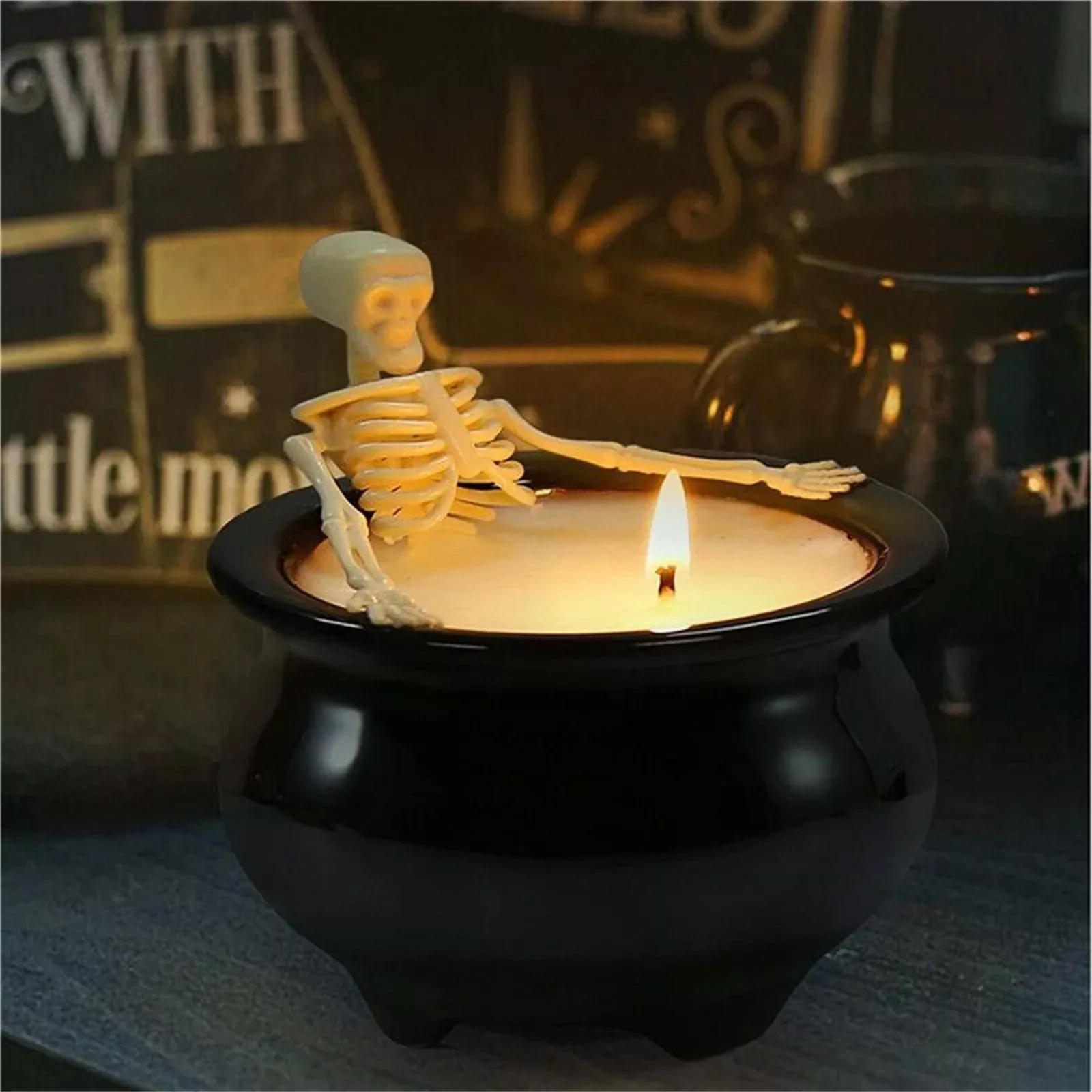 

Skull Head Ashtray Candlestick Candle Holder Tray Molds Silicone Craft Clay Mould for Concrete Resin Pot Making