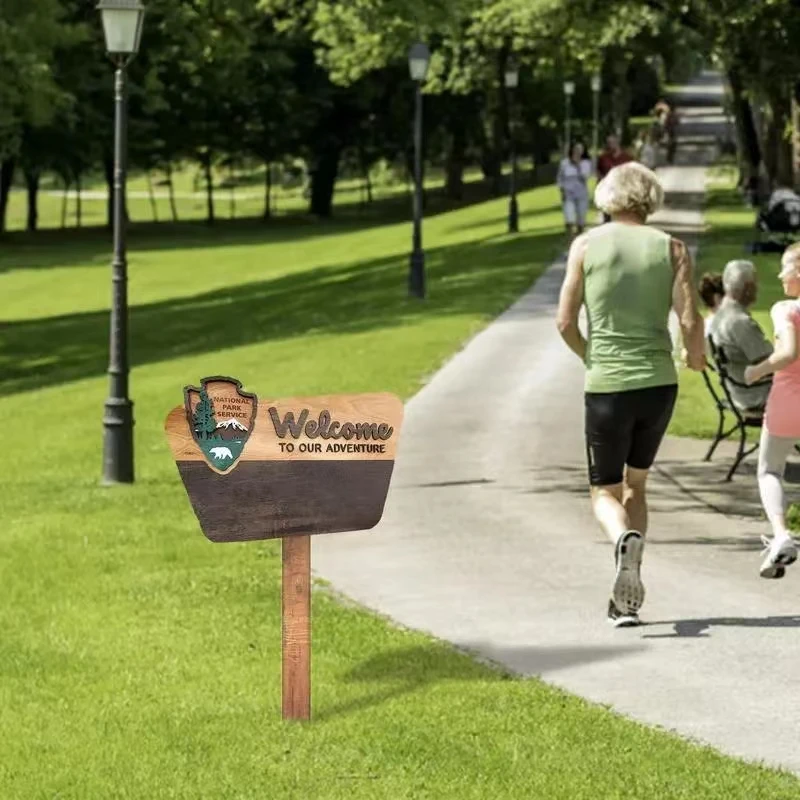 

Park Service Welcome Sign 38cm plank park theme decoration, outdoor activities, home Windows, wall decoration,Welcome Sign