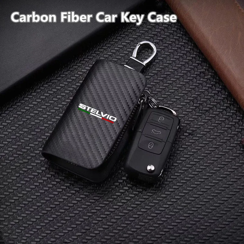 

NEW Carbon fiber PC Car Smart Key Fob Case SKin Cover Anti Scratch Cover For Alfa Romeo Stelvio Car Accessories