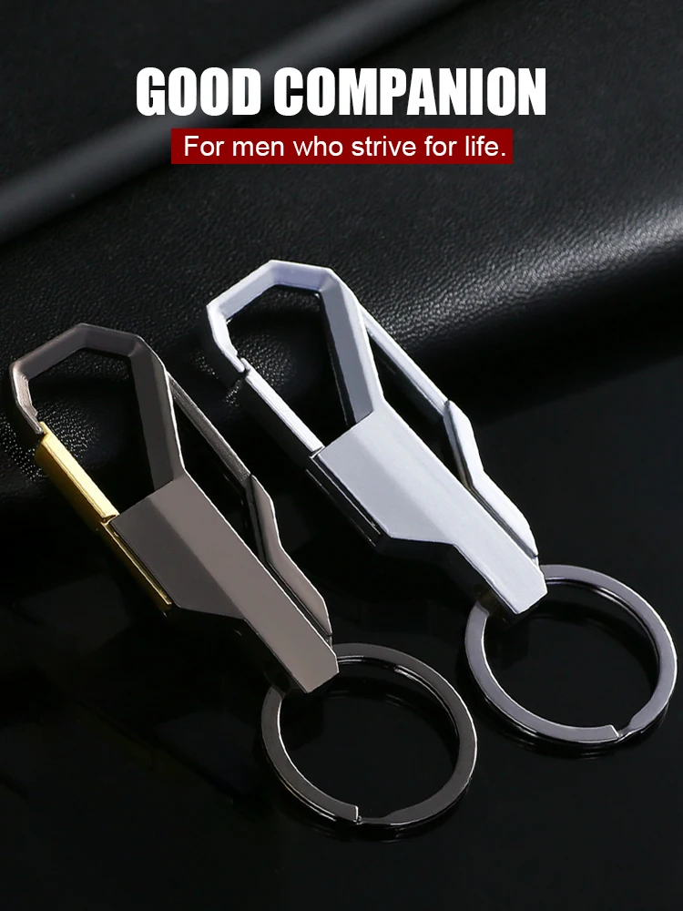

New Fashion Car Key Chain Zinc Alloy Spring Clasp 32mm Keyring Trouser Belt Clip Metal Keychain Luster Black for Car Home Keys
