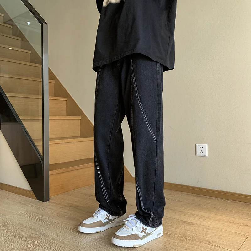 Baggy Black Jeans Men Fashion Retro Harajuku Straight Jeans Men Streetwear Hip-hop Loose Denim Pants Mens Trousers S-3XL