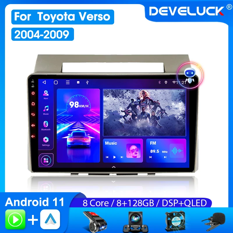 

Develuck Car Radio Android for Toyota Corolla Verso AR10 2004-2009 Multimedia Player Navigation GPS 2 Din Carplay Stereo DVD 4G