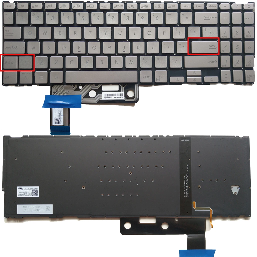 Фото Клавиатура с подсветкой (серебристая) для Asus ZenBook UX533 UX533F UX533FD UX533FN UX533FTC UX534 UX534F UX534FAC №1