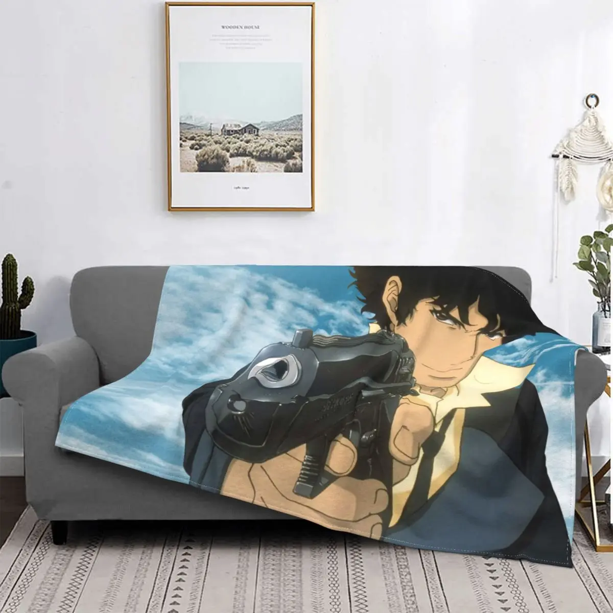 

Ковбой Бибоп Спайк Шпигель экшн аниме одеяло Фланелевое украшение с пистолетом портативное домашнее покрывало