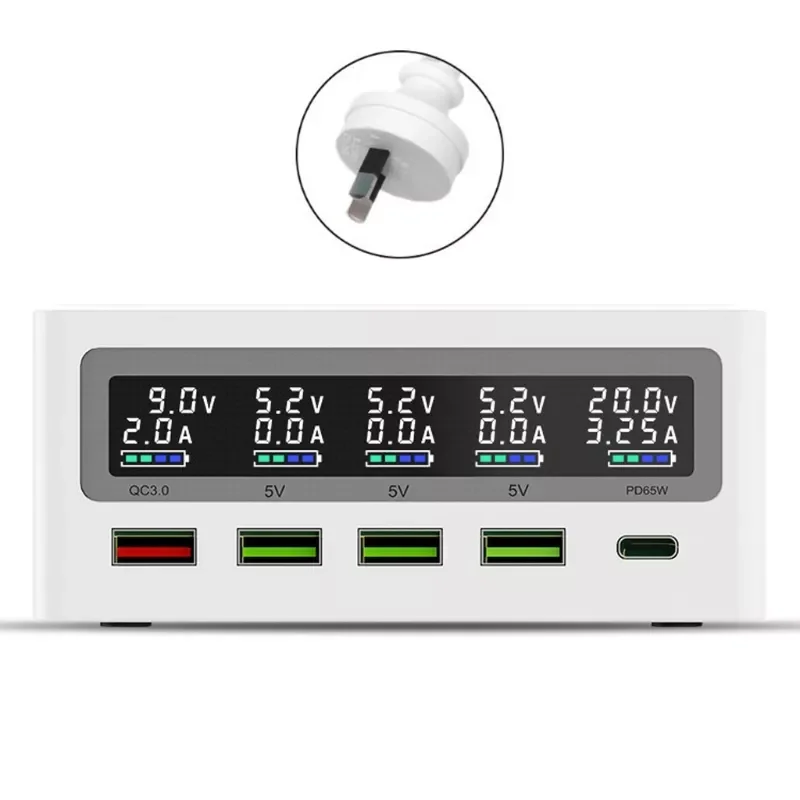 

USB Type C PD 65 Вт адаптер для быстрой зарядки с цифровым дисплеем 18 Вт QC3.0