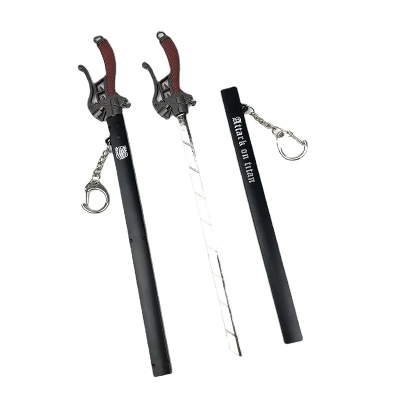 Anime Attack On Titan Cosplay Prop Cartoon Character Eren Jaeger Weapon Sheathed Toy Metal Weapon Collectible Model 22cm