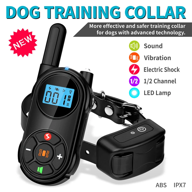 

Remote Pet Dog Training Collar Dog Anti Bark Shock Collars Waterproof Rechargeable with LCD Display Suitable for All Dogs