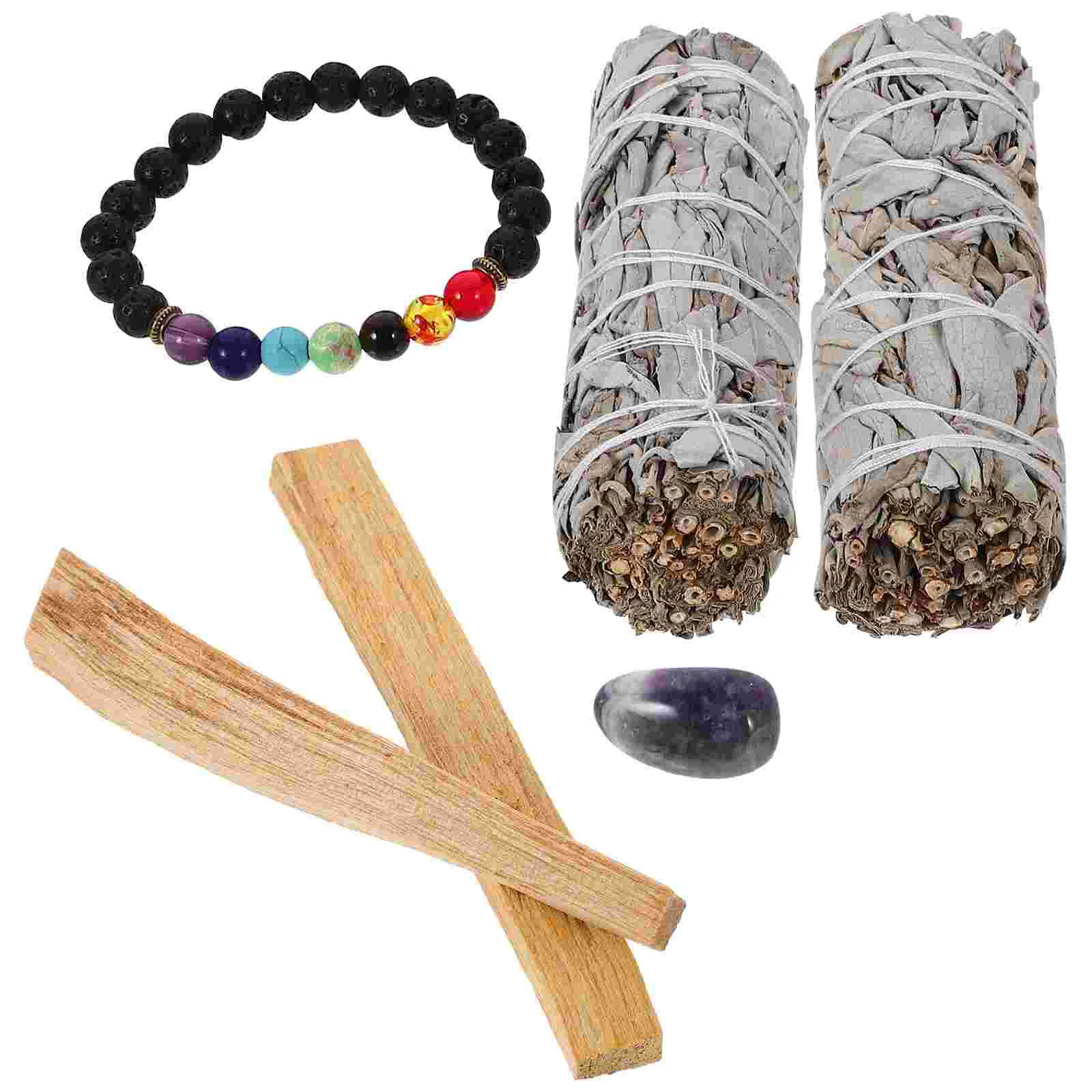 

Purifying Sage Kit Meditation Bracelet Bracelets Smudging Stick Volcanic Rock Aromatherapy Wooden Sticks Fragrance