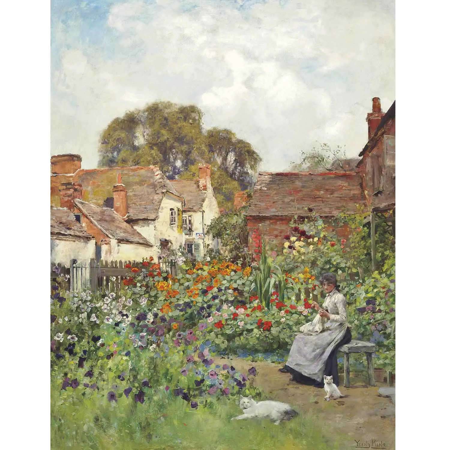 

Hand painted high quality reproduction of In the garden by Henry John Yeend king European Landscape oil Painting for home decor