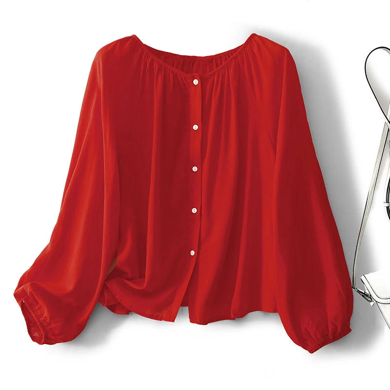 Рубашка Ramie женская из хлопка и льна тонкий солнцезащитный Топ рубашка красного