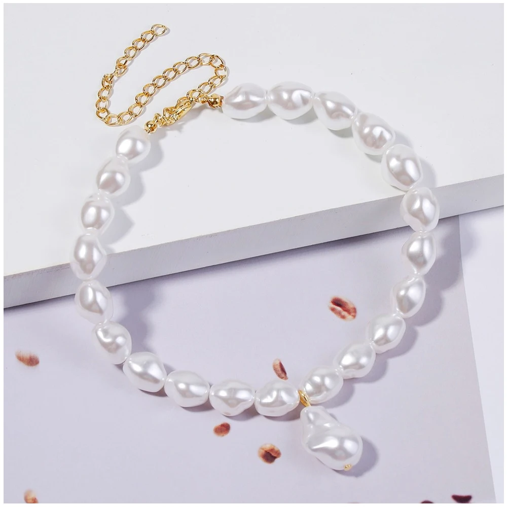 Модное портретное жемчужное ожерелье с крестом для женщин горный хрусталь