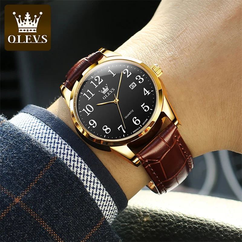 OLEVS новые деловые мужские часы лучший бренд класса люкс с кожаным ремешком