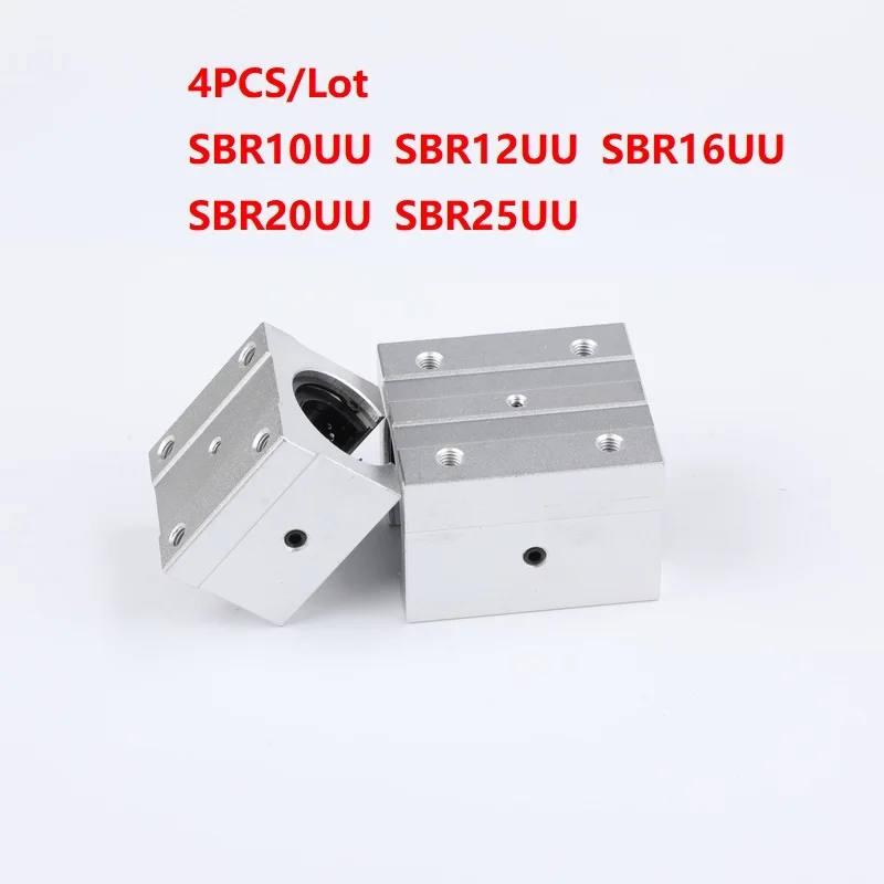 

4Pcs SBR10/12/16/20/25UU Linear Ball Bearing Block Open Type Slider Used With SBR10 Linear Guide For CNC Parts