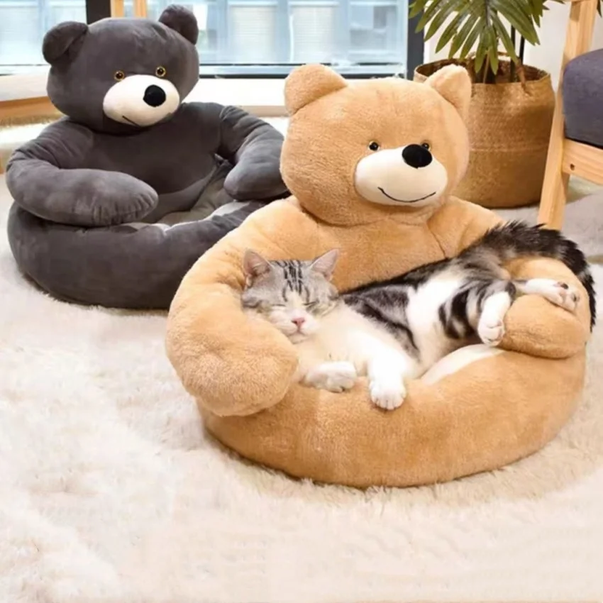 

Милая мультяшная кровать для домашнего питомца, мягкая плюшевая кровать для кошки, удобная кровать для собаки, диван для кошки, моющаяся кро...