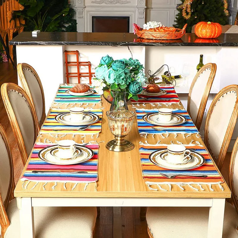 Моющаяся подстилка мексиканская настольная дорожка 33x48 см мексиканское одеяло