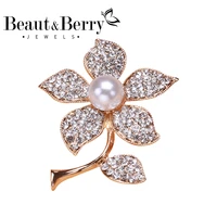 beautberry rhinestone flower brooch womens party office pin brooch gift