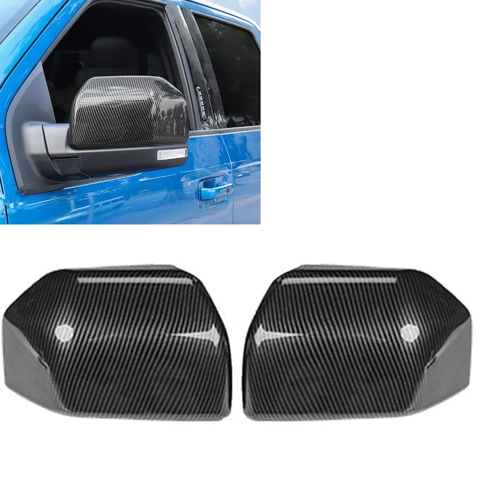 

Mirror Cover For Ford F150 F-150 2015-2019 Carbon Fiber Look Car Exterior Side Rear View Cap Rearview Reverse Shell Case Kit