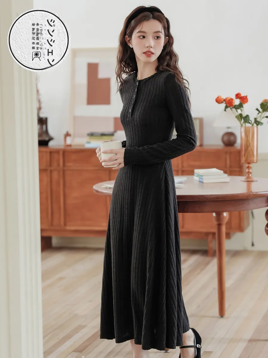 Shujinsheng уменьшающий возраст вязаный свитер средней длины с длинными рукавами