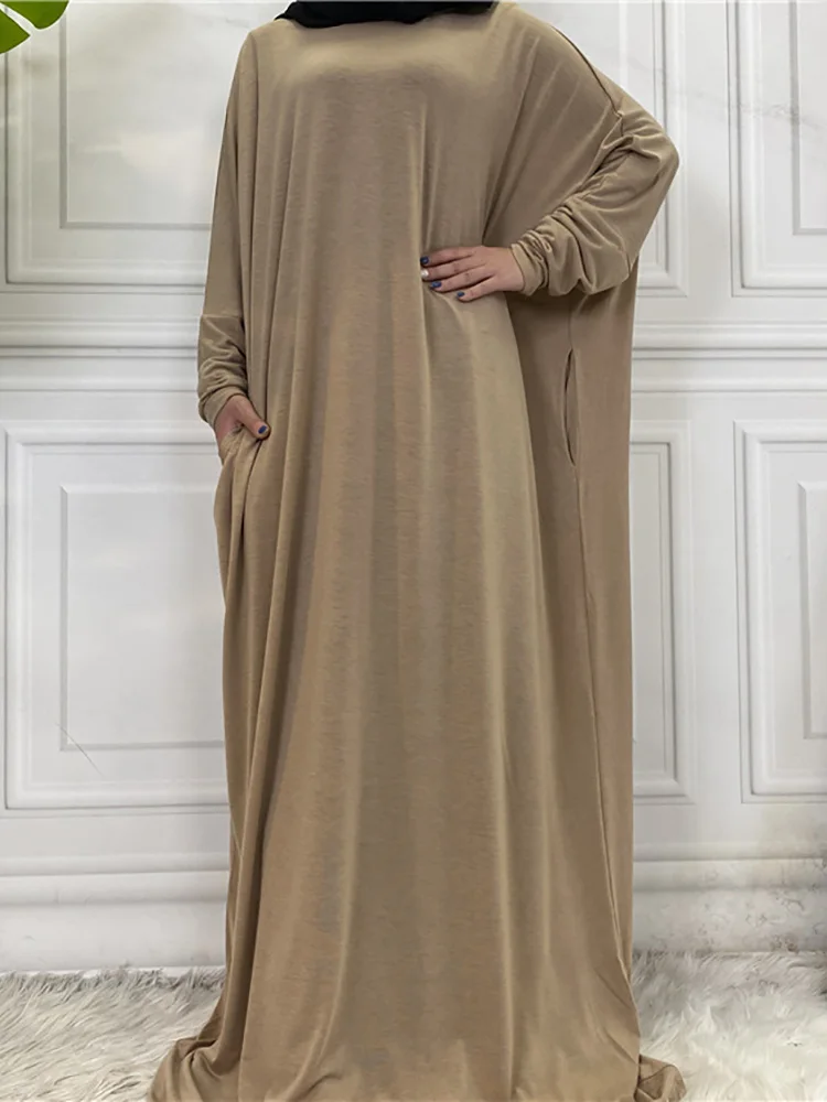 Сплошной цвет хлопковое исламское женское молитвенное платье мусульманское