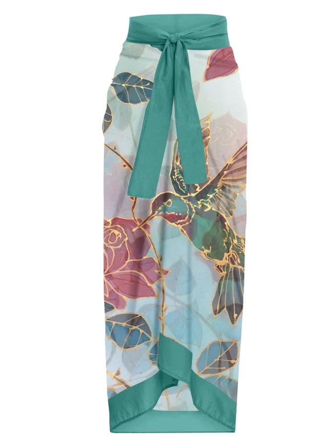 

Цельный купальник с винтажным принтом птиц и цветов