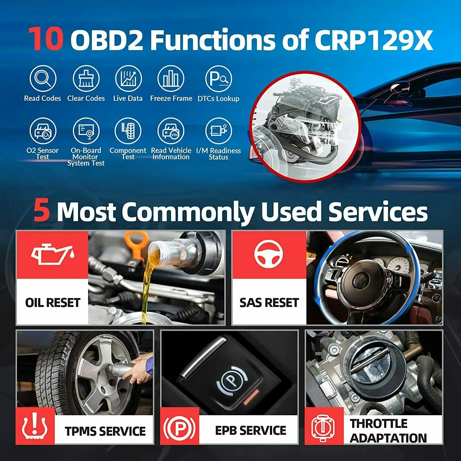 LAUNCH X431 CRP129X OBD сканер ABS SRS диагностический инструмент EPB SAS TPMS считыватель кодов |