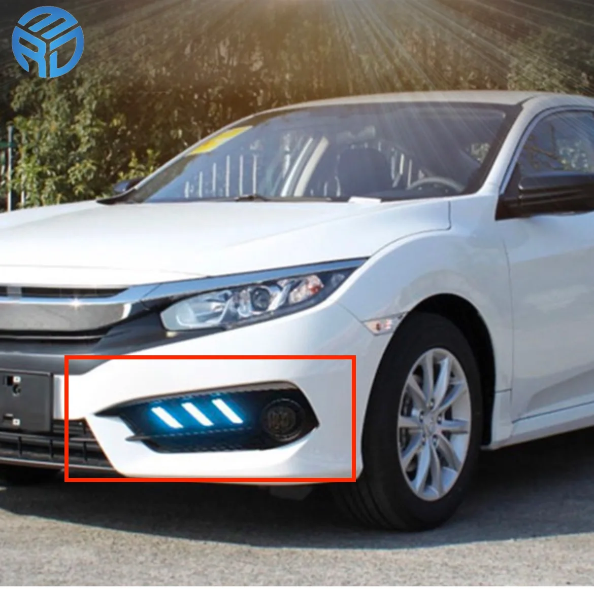 Светодиодная противотуманная лампа для дневных ходовых огней MRD Honda Civic желтая +