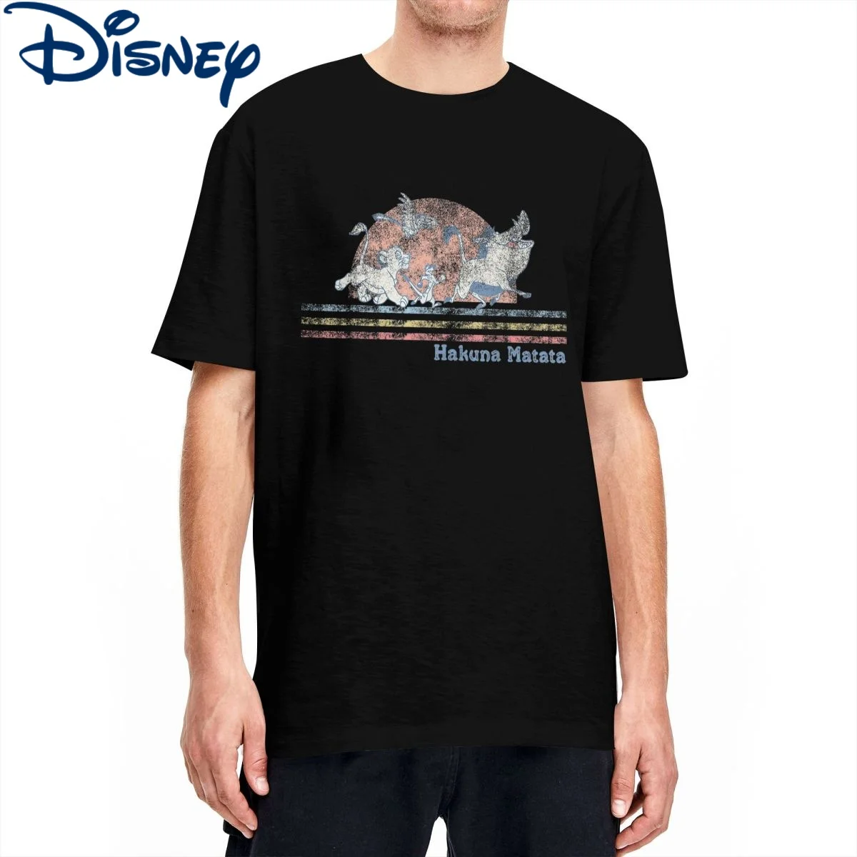 

Мужская и женская футболка Disney The Lion King, Ретро стиль, повседневные футболки с коротким рукавом и круглым вырезом, хлопковые летние топы