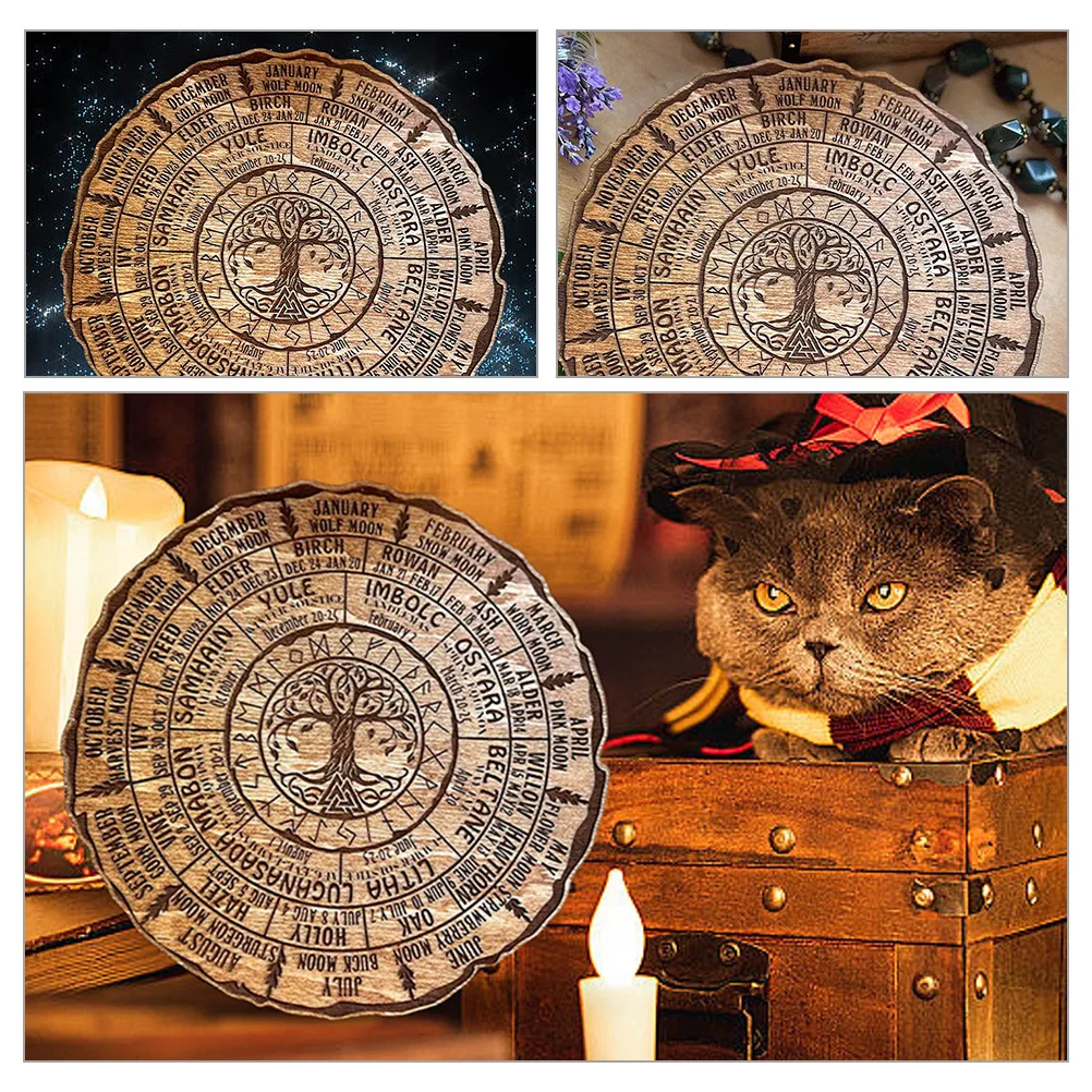 Деревянный календарь Викка хвой алтарь языческое колесо годовой постер